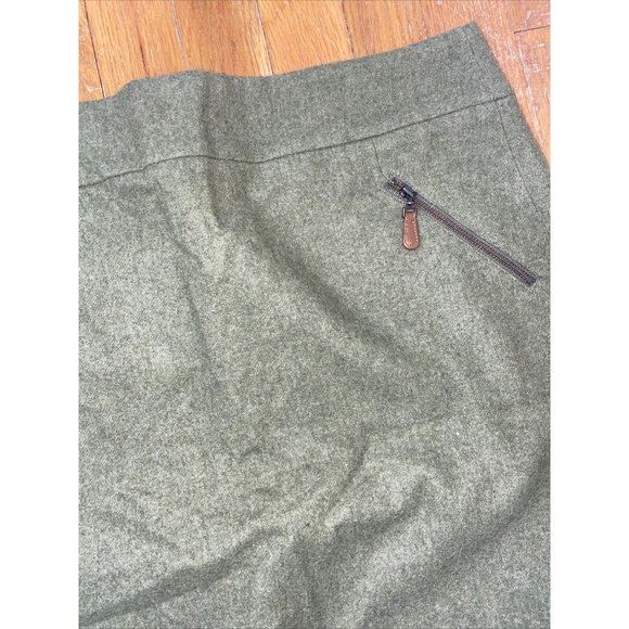 Talbots Green Wool Skirt Lined Size 10 Straight Wiggle 20" Zipper Pockets - Picture 3 of 6